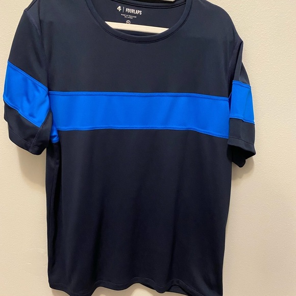 Mens fourlaps Athletic short sleeve top in navy blue and royal blue size XL - Picture 4 of 12